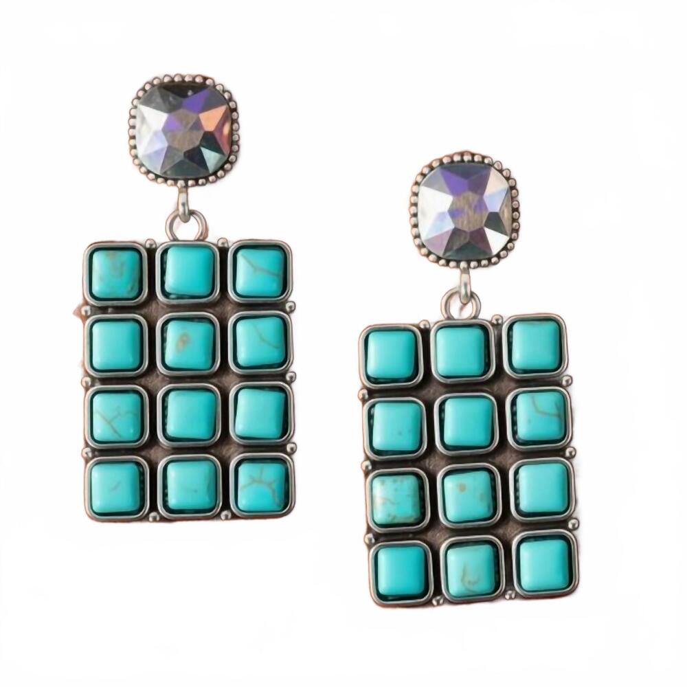 NEW YOUR FASHION WHOLESALE squash blossom statement earrings in turquoise
